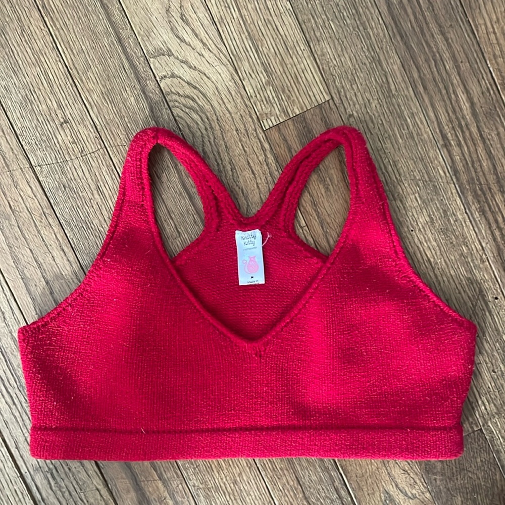 Knitty Kitty red bra